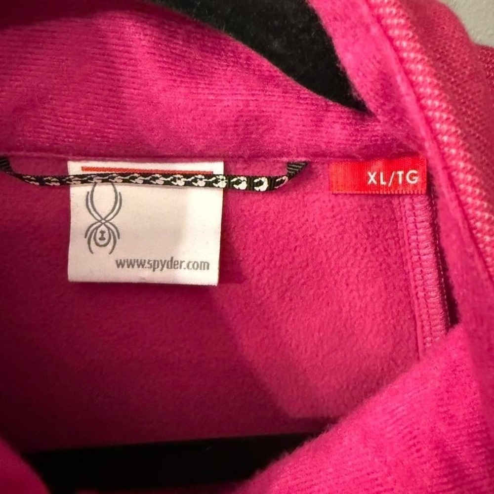 'Spyder pink fleece jacket with orange‎ accents, Size XL - Picture 3 of 6